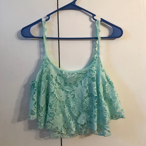 Charlotte Russe Tops - baby mint green crop top/flowy bralette Charlotte Russe Tops - baby mint green crop top/flowy bralette